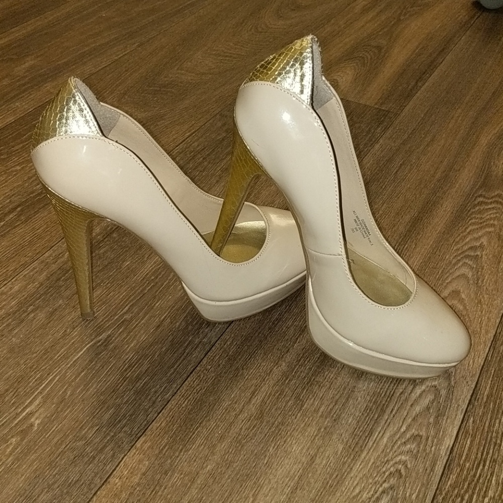 Guess Nude and Gold Heels